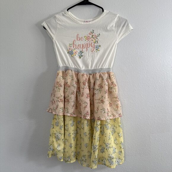 Little Lass Dress Little Girls 10 Multi Floral Tiered CottageCore Prairie